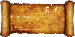 Rohr Anna névjegykártya
