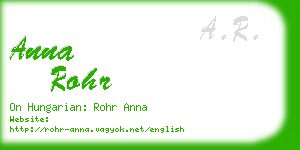 anna rohr business card